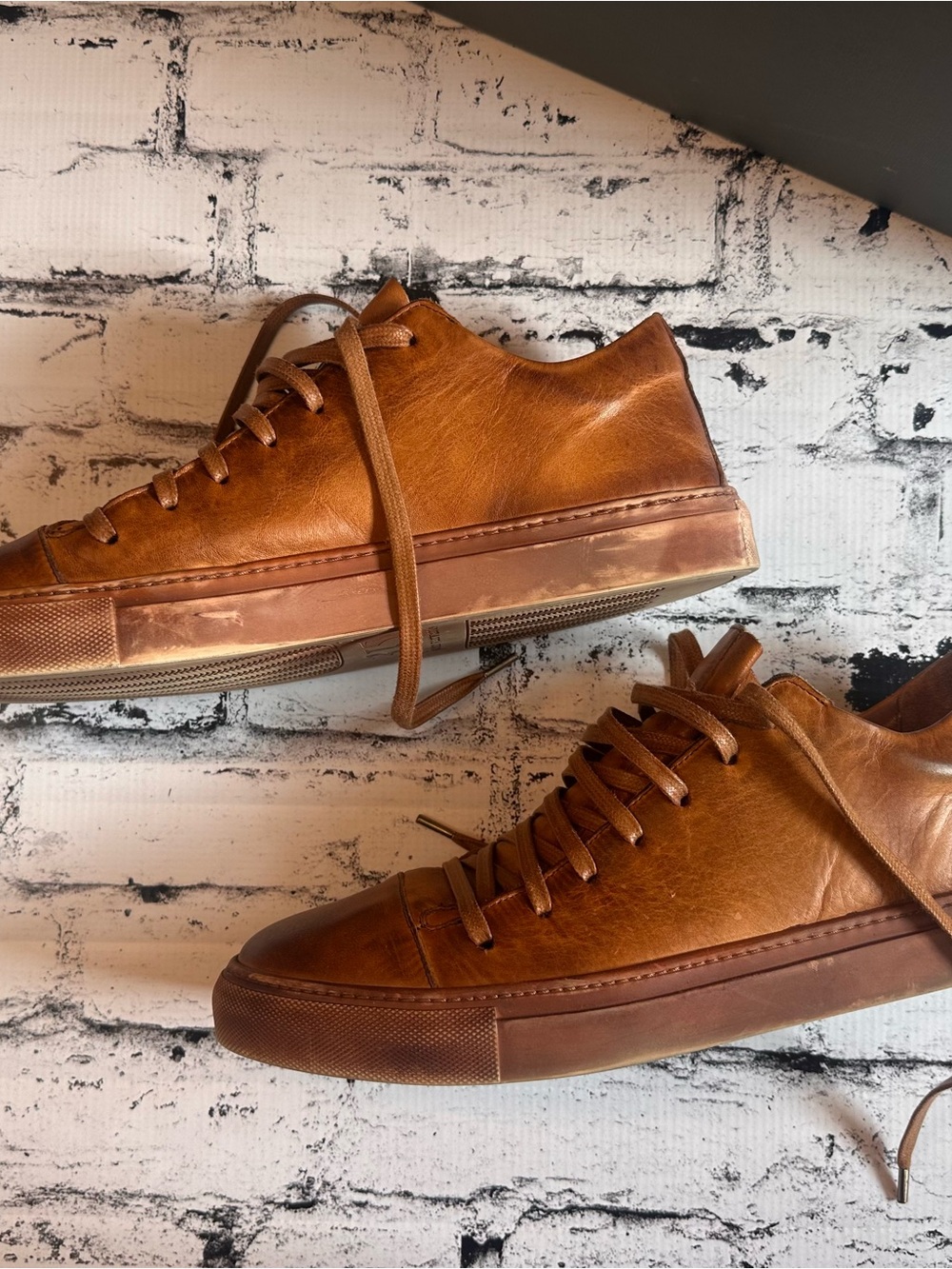 John Varvatos Reed Low Top Brownstone Leather Sneakers Men’s Size 10.5 - Picture 3 of 6
